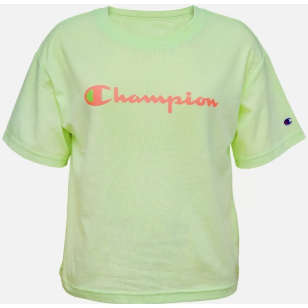 Girls' Size L - Champion Solid Boxy T-Shirt Pale Lime Green